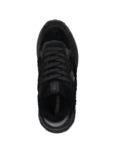 Blauer Lynn Textured Panelled Sneakers In Black