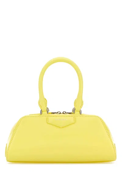 Givenchy Yellow Leather Mini Antigona East-west Handbag In Yellow