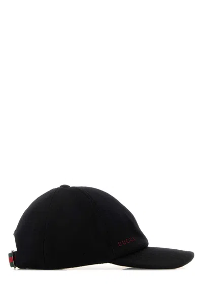Gucci Wool Baseball Cap Featuring A Curved Brim In Black
