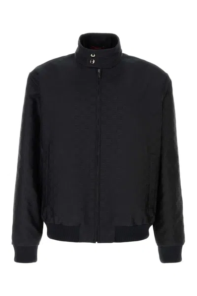 Gucci Gg Ripstop Jacket High Collar Ribbed Cuffs In Black