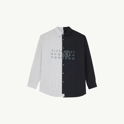 Mm6 Maison Margiela Tailored Black Shirt With Pointed Collar And Button Cuffs In Multi