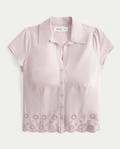 Hollister Embroidered Short Sleeve Shirt In Animal Print
