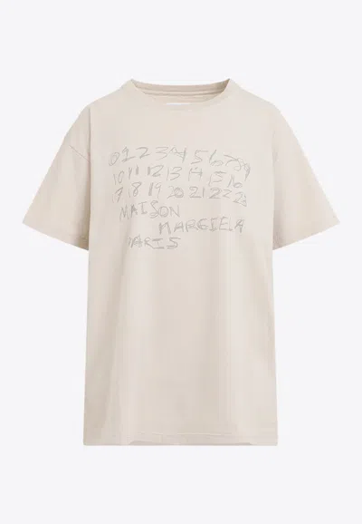 Maison Margiela Number Print Graphic Relaxed Fit T Shirt In White