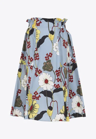 Marni Floral Print Flared Midi Skirt In Multi