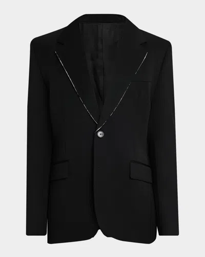 Givenchy Raw Edge Lapel Wool Sport Coat In Black