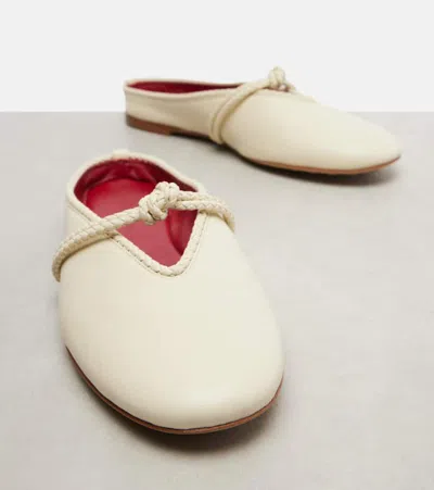 Bottega Veneta Lagoon Nappa Leather Knotted Mary Jane Ballerina Mules In White