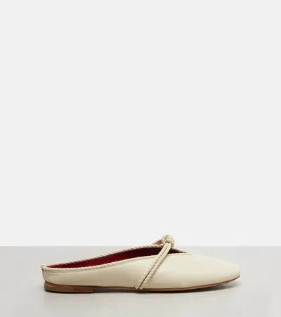 Bottega Veneta Lagoon Nappa Leather Knotted Mary Jane Ballerina Mules In White