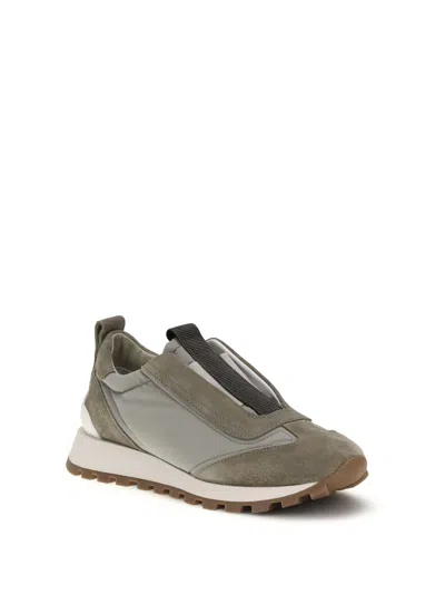 Brunello Cucinelli Runners Sneakers Pull Tab Rubber Sole In Green
