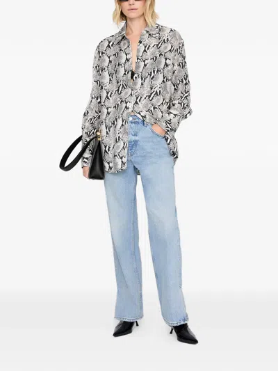 Anine Bing Python Bridget Shirt In Black