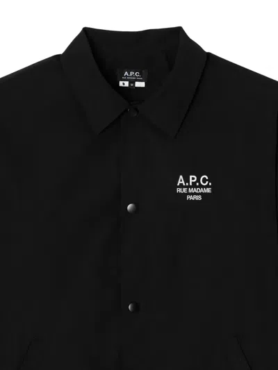 A.p.c. Regis Logo-embroidered Shell Jacket In Black