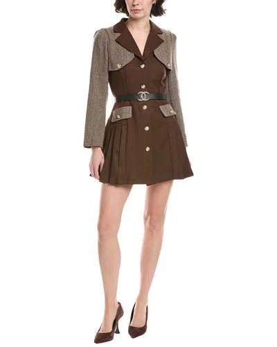 Lyra & Co Knit Shirtdress In Brown