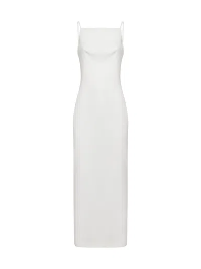Givenchy Women White Long Dress With Square Neckline And Rear Single Slit In Viscose Blend Woman In White