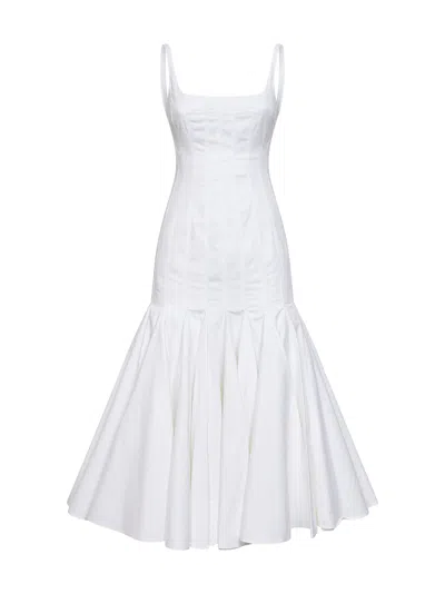 Jacquemus Agave Flared Midi Dress With Square Neckline In White