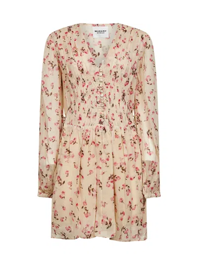Isabel Marant Étoile Isabel Marant Etoile Loriena Beige Dress With Floral Print In Neutral