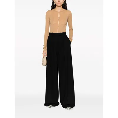 Sportmax Ribbed Slim Fit Bodysuit With Button Closure In Brown