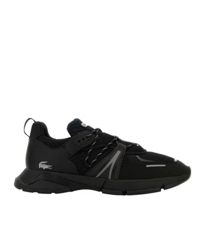 Lacoste Mesh Upper Sneakers With Pull Tab And Rubber Sole In Black
