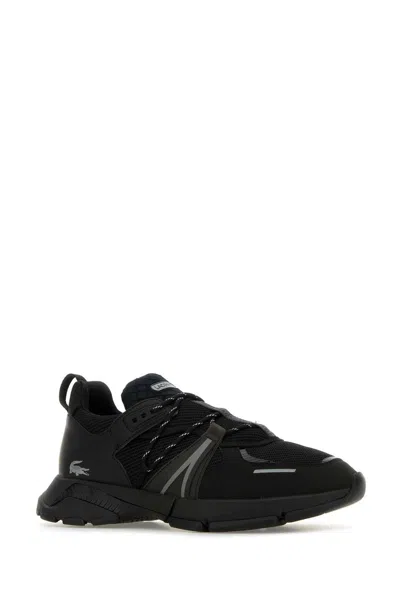 Lacoste Mesh Upper Sneakers With Pull Tab And Rubber Sole In Black