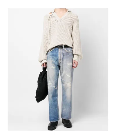 Our Legacy Mens Digital Denim Print Third Cut Faded-wash Denim Jeans In Blue