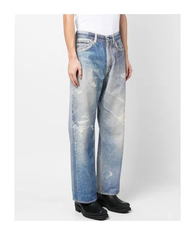 Our Legacy Mens Digital Denim Print Third Cut Faded-wash Denim Jeans In Blue