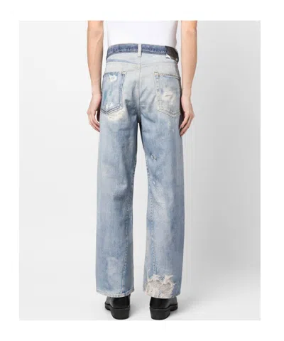 Our Legacy Mens Digital Denim Print Third Cut Faded-wash Denim Jeans In Blue