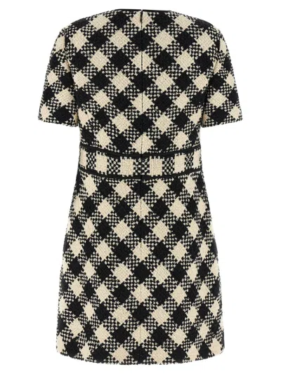 Valentino Vgold Checked Tweed Minidress In Black