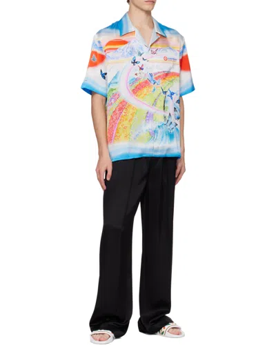 Casablanca Terry Slider Sandals Embroidered Strap Flat In White