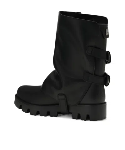 Dolce & Gabbana Biker Mini Boots In Black
