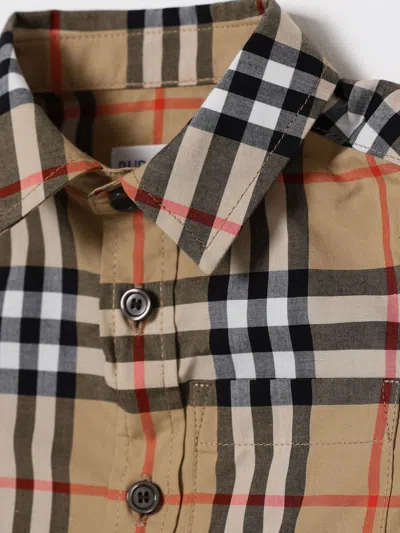 Burberry Childrens Check Cotton Shirt In Neutral