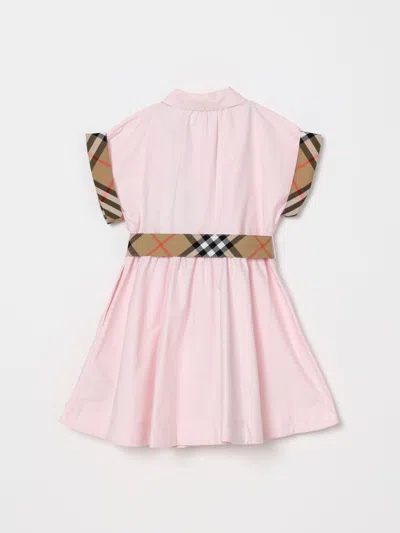 Burberry Kids Check Trim Shirt Dress In Pink