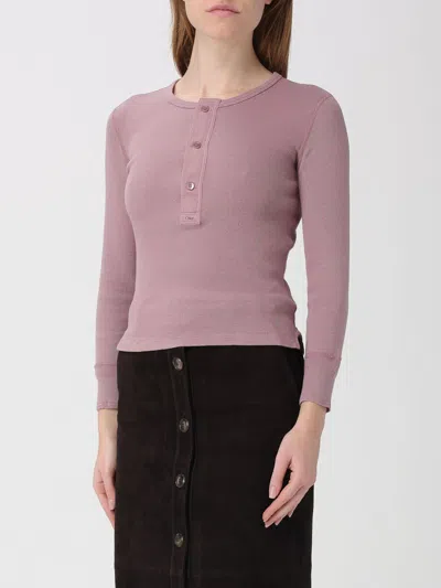 Chloé Fitted Henley Cotton Jersey Shirt Clothing In Pink