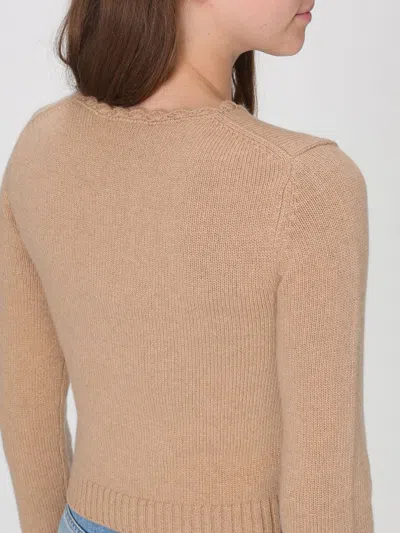 Chloé Scalloped Wool And Cashmere Blend Sweater In Brown