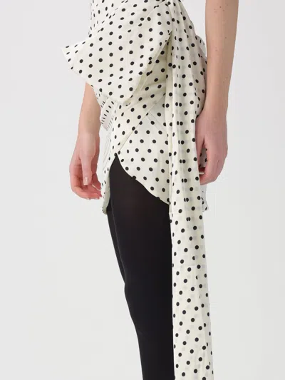Self-portrait Tie-side Asymmetric Polka-dot Satin-crepe Mini Dress In White