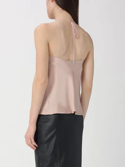 Pinko Carota Pink Sleeveless Top With Adjustable Spaghetti Straps And Ruched Neckline In Tech Fabric Woman In Neutral
