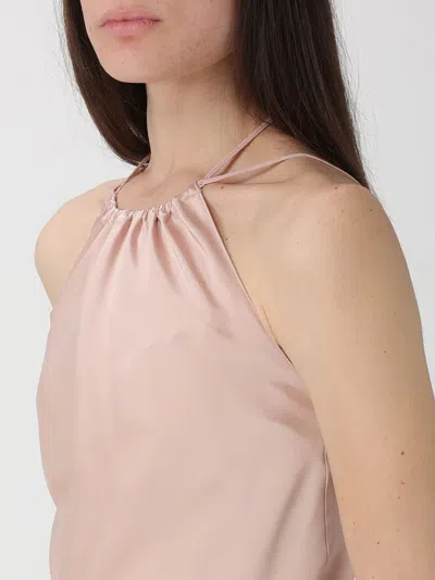 Pinko Carota Pink Sleeveless Top With Adjustable Spaghetti Straps And Ruched Neckline In Tech Fabric Woman In Neutral