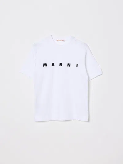 Marni Kids Logo-printed Crewneck T-shirt In White