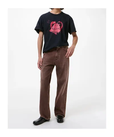 Our Legacy Denim Trousers Faded Effect Belt Loops Five Pockets In Brown