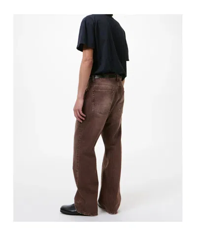 Our Legacy Denim Trousers Faded Effect Belt Loops Five Pockets In Brown