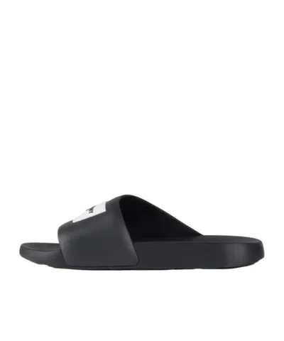 Givenchy Black Sandals With Wide Band And Contrasting Logo Patch In Rubber Man