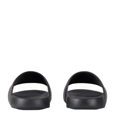 Givenchy Black Sandals With Wide Band And Contrasting Logo Patch In Rubber Man