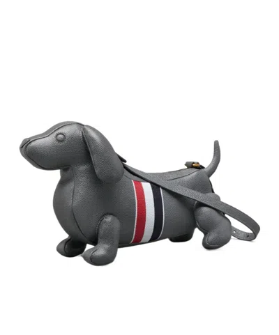 Thom Browne Pebble Full-grain Calf Leather Baby Hector Shoulder Bag In Gray