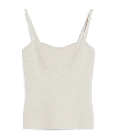 Max Mara Fitted Knit Top Soft Texture Spaghetti Straps In White