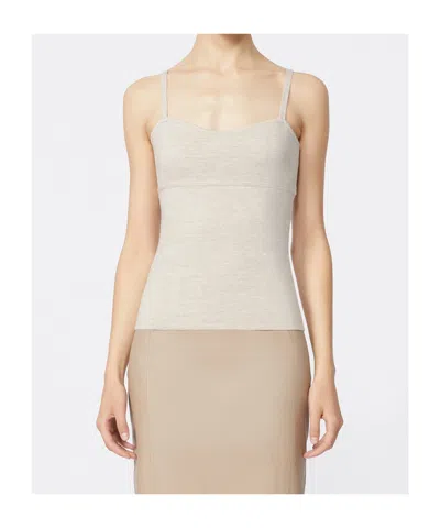 Max Mara Fitted Knit Top Soft Texture Spaghetti Straps In White