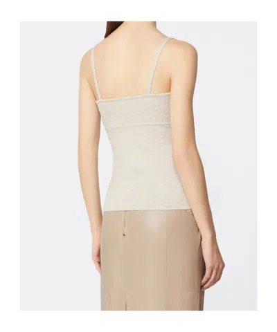 Max Mara Fitted Knit Top Soft Texture Spaghetti Straps In White