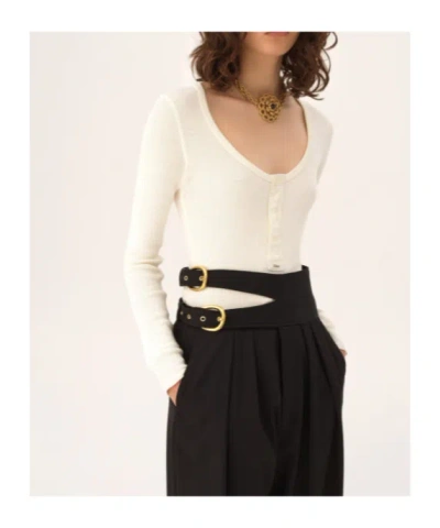 Chloé Women Cotton Jersey Henley T-shirt In White