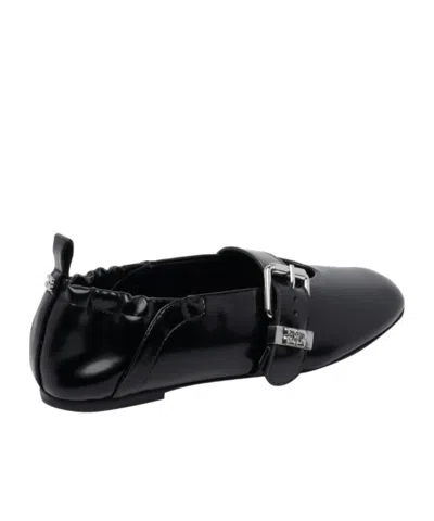 Ganni Butterfly Strap Ballerina Crinkle Oleatex In Black