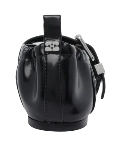 Ganni Butterfly Strap Ballerina Crinkle Oleatex In Black