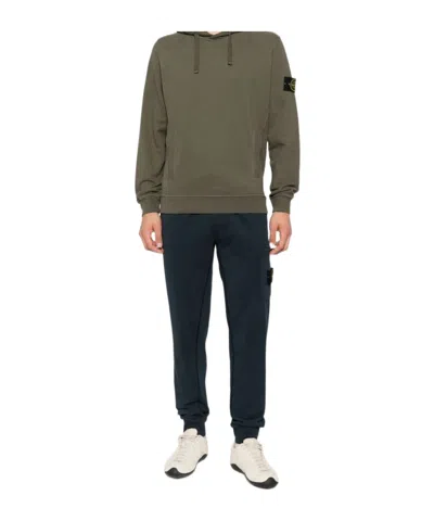 Stone Island Relaxed Fit Drawstring Elasticated Waistband Cotton-blend Sweatpants In Blue
