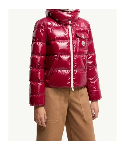 Moncler Andro Hooded Short Padded Jacket In Pink