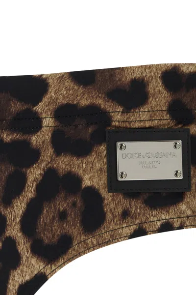 Dolce & Gabbana Drawstring Triangle Swimming Briefs In Animal Print