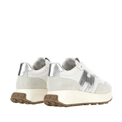 Hogan Women Silver H641 Leather Sneakers, 6.5 Luxury Sneakers For Women Darveys In White